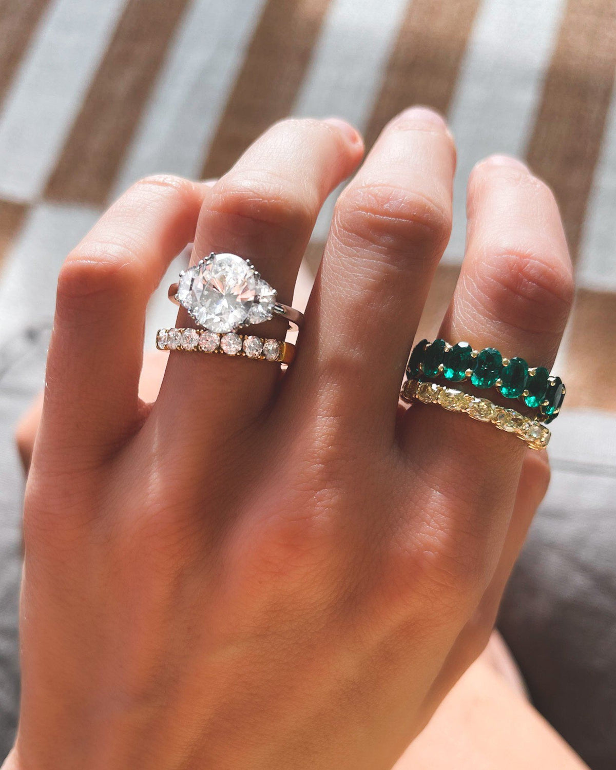 Oval diamond with half moons Clearance