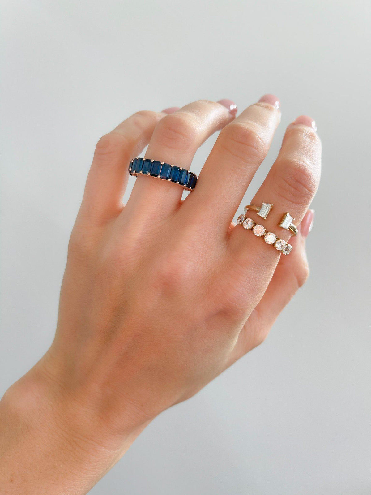 Reversible Sapphire Eternity Band by Good Stone available in Gold and Platinum