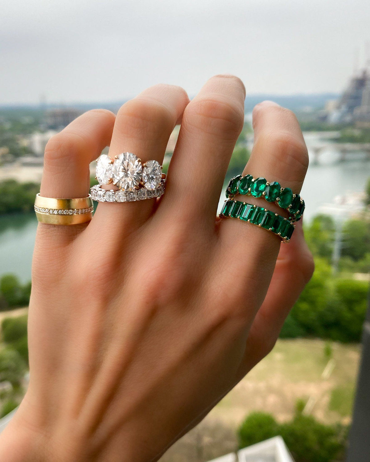 Signature Yin Yang Rainbow Sapphire And Diamond Emerald Cut Eternity R –  Bespoke Fine Jewelry Ltd