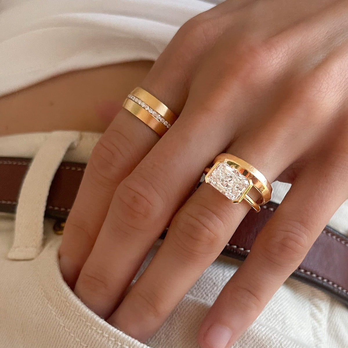 East west set diamond ring Clearance