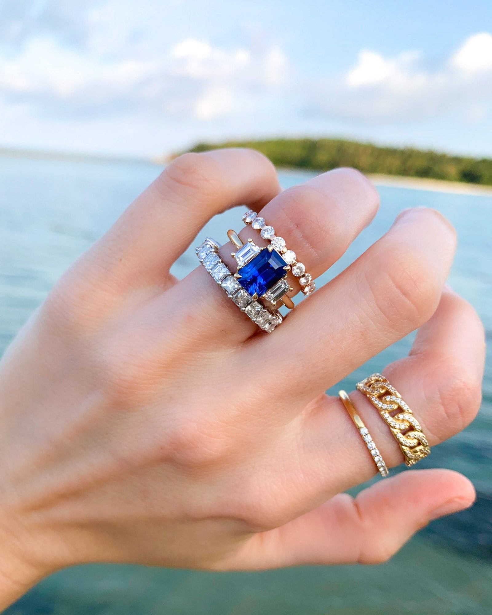 French Pavé Stacker by Good Stone in Yellow Gold