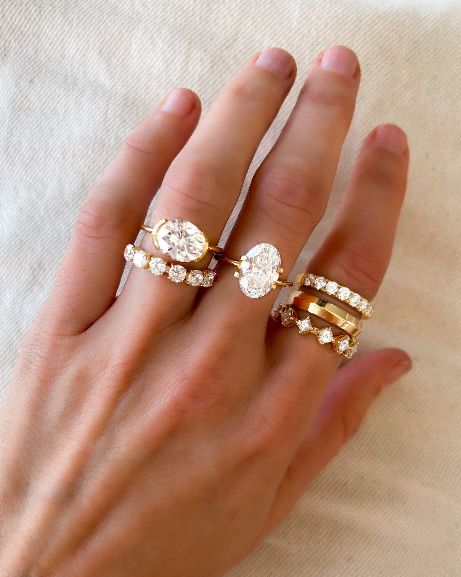 Claw Diamond Band: Jumbo Seven Stones Band by Good Stone in Yellow Gold