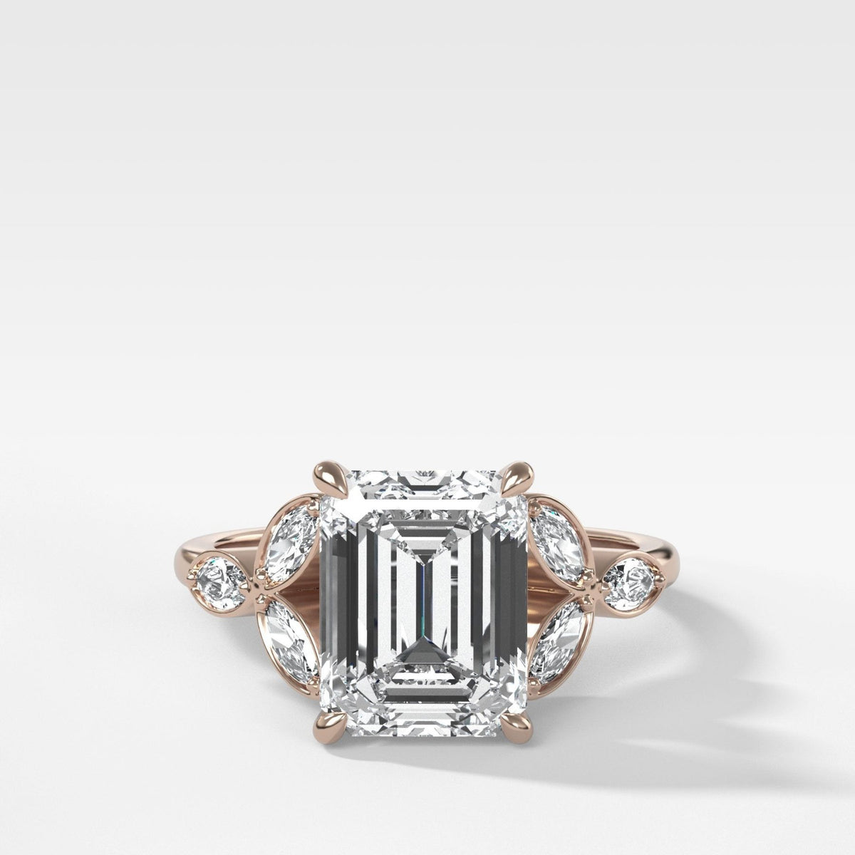 Laurel Engagement Ring With North South Emerald Cut Diamond - GOODSTONE