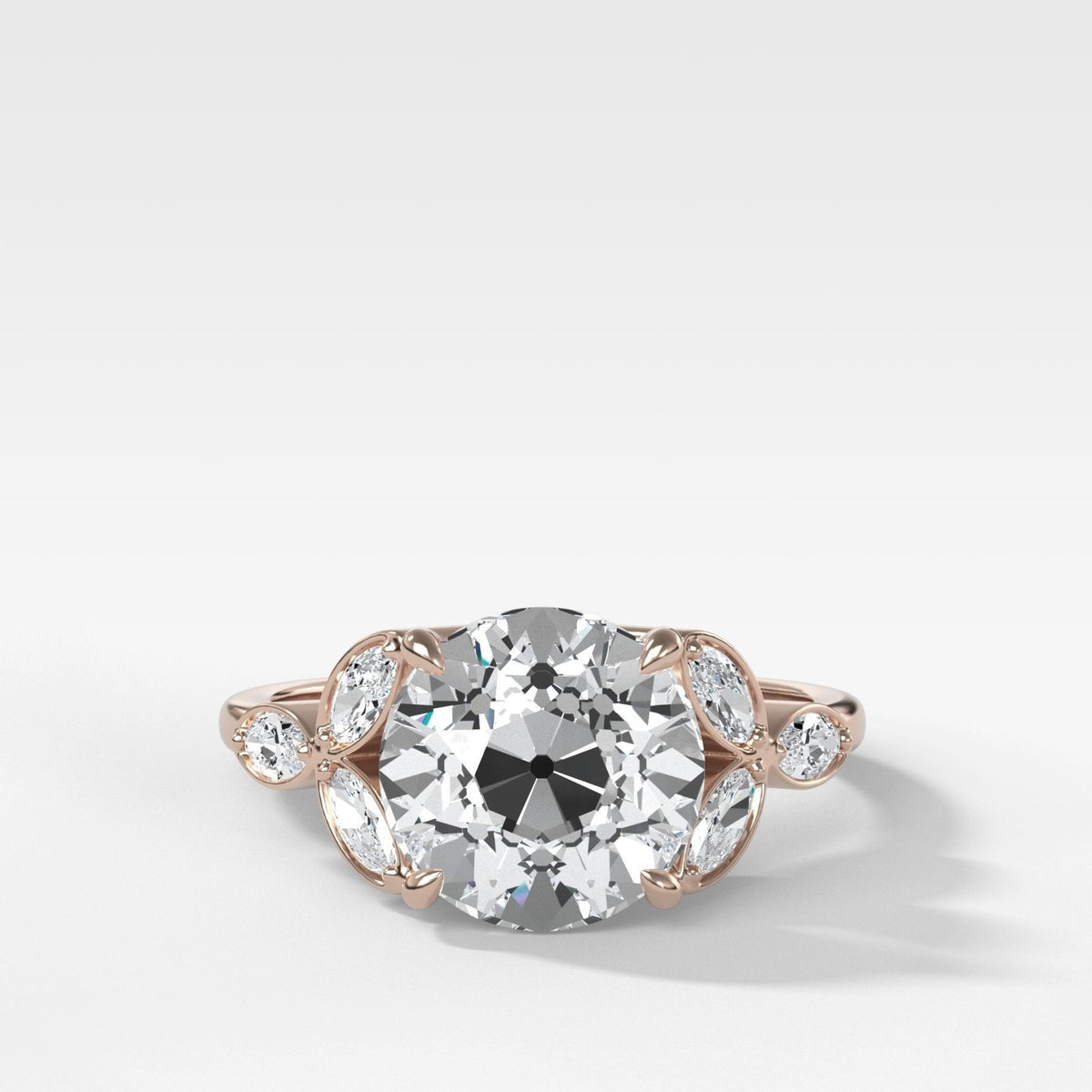 Anillo de Laurel con Talla Euro Antigua de Good Stone en Oro Rosa