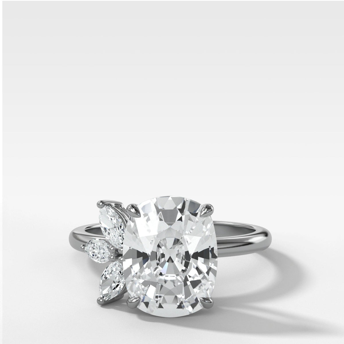 Lotus Engagement Ring With Elongated Cushion Cut Diamond - GOODSTONE