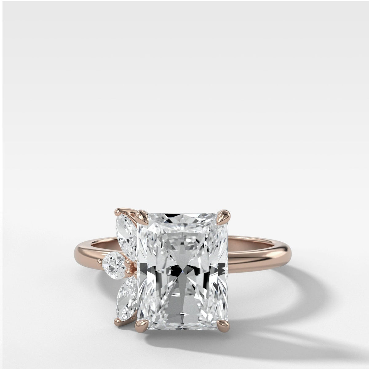 Lotus Engagement Ring With Elongated Radiant Cut Diamond - GOODSTONE