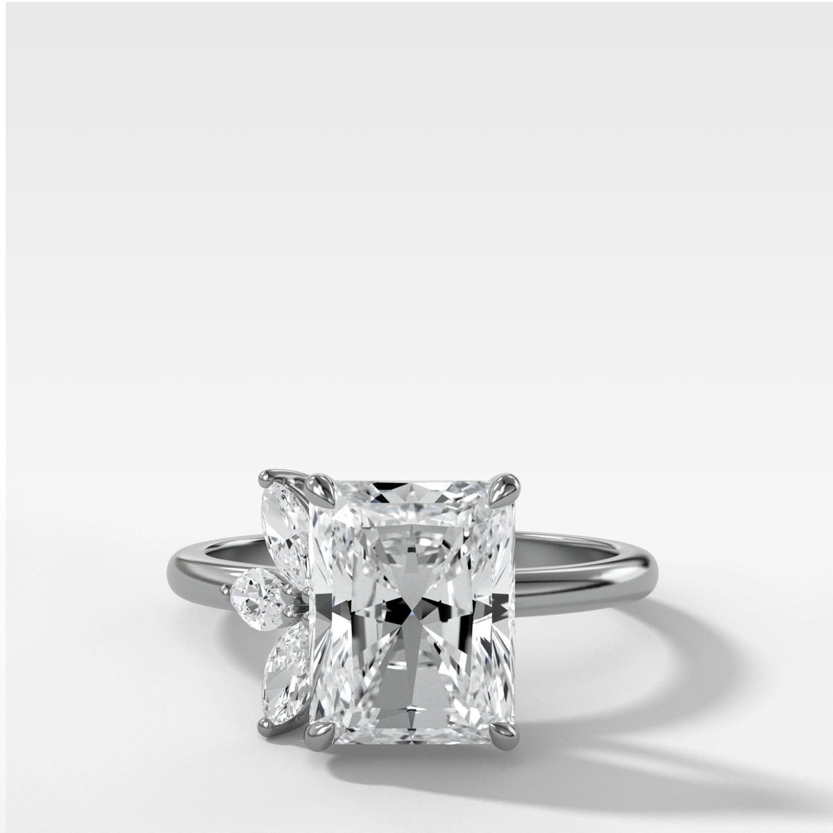Lotus Engagement Ring With Elongated Radiant Cut Diamond - GOODSTONE