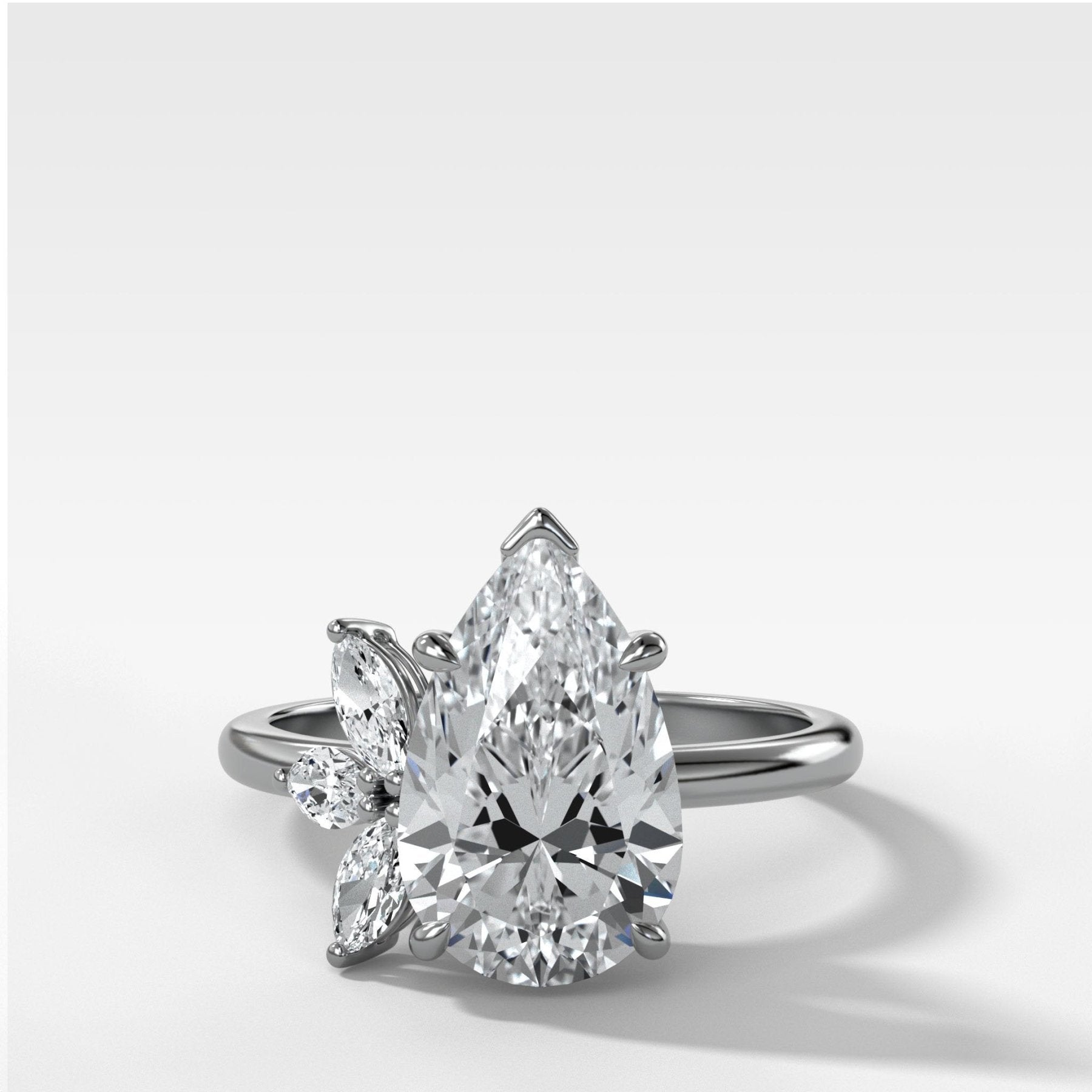 Lotus Engagement Ring With Pear Cut Diamond - GOODSTONE