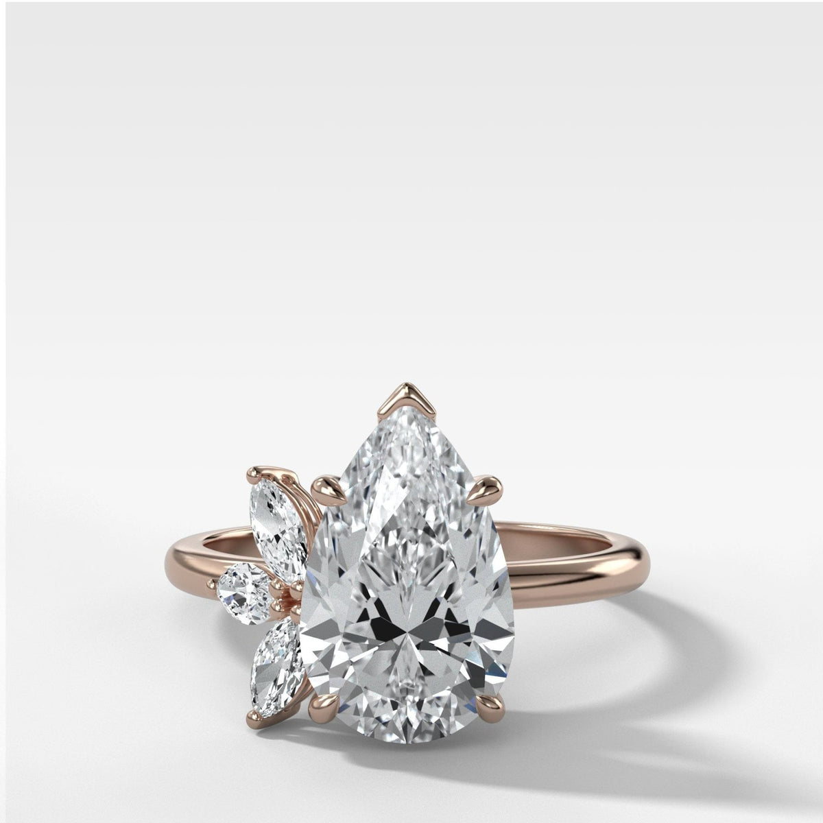 Lotus Engagement Ring With Pear Cut Diamond - GOODSTONE