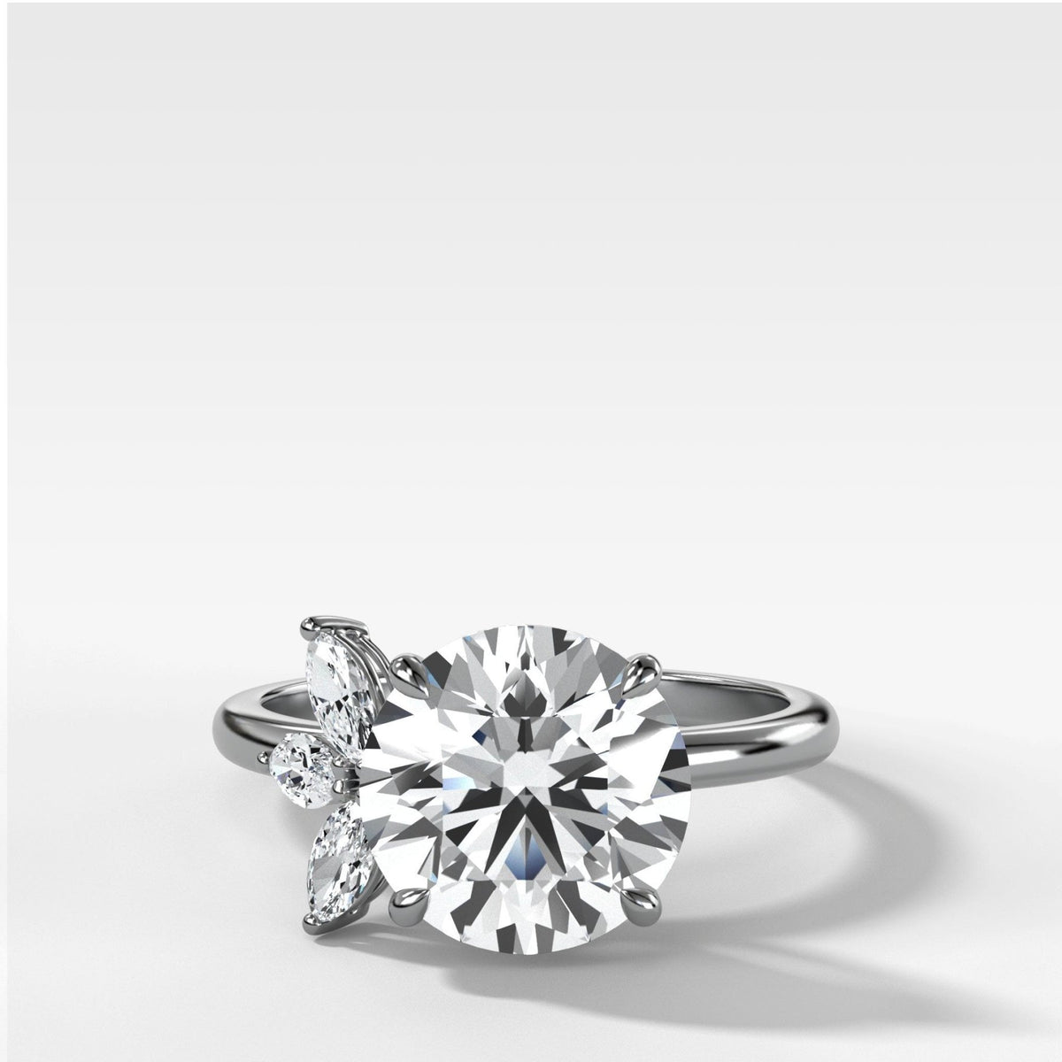 Lotus Engagement Ring With Round Cut Diamond - GOODSTONE