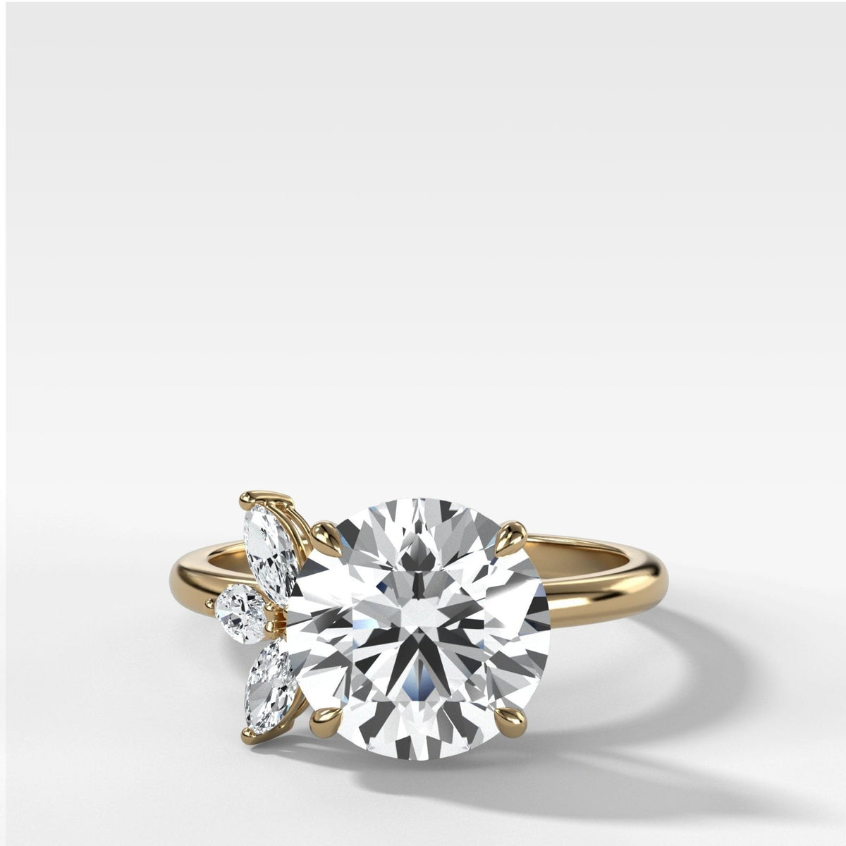 Lotus Engagement Ring With Round Cut Diamond - GOODSTONE
