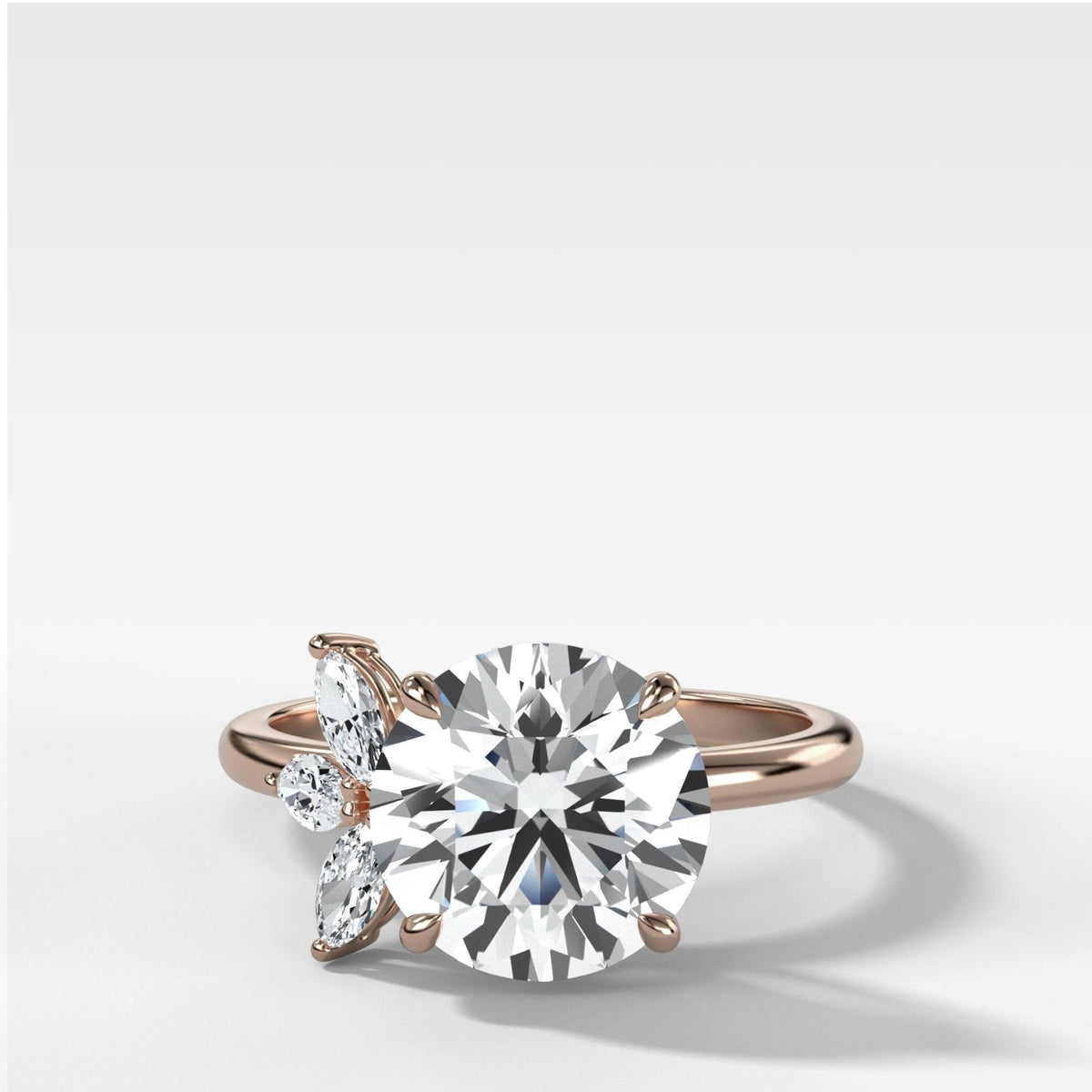 Lotus Engagement Ring With Round Cut Diamond - GOODSTONE