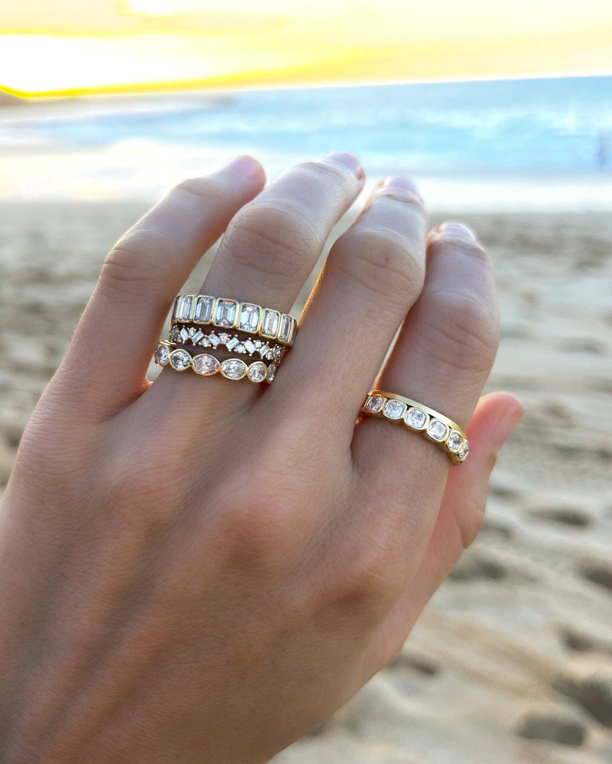 Midi Bezel Set Eternity Band With Cushion Cuts - GOODSTONE