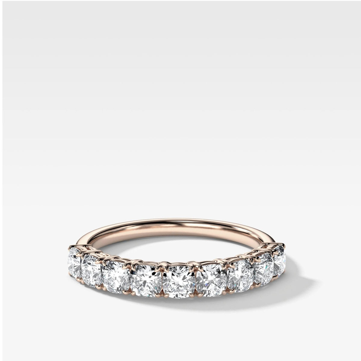 Nine Stone Claw Set Wedding Band With Cushion Cuts - GOODSTONE