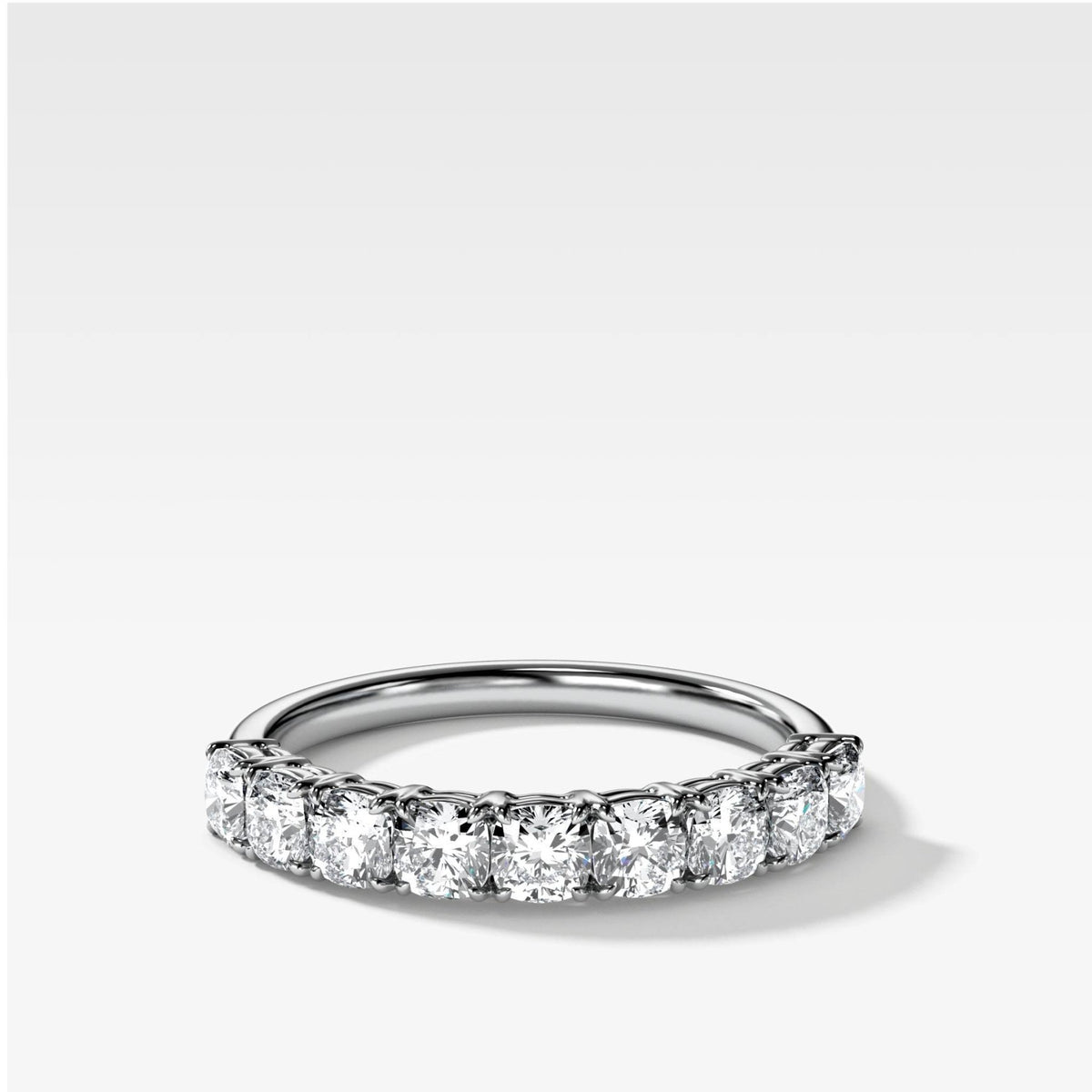 Nine Stone Claw Set Wedding Band With Cushion Cuts - GOODSTONE
