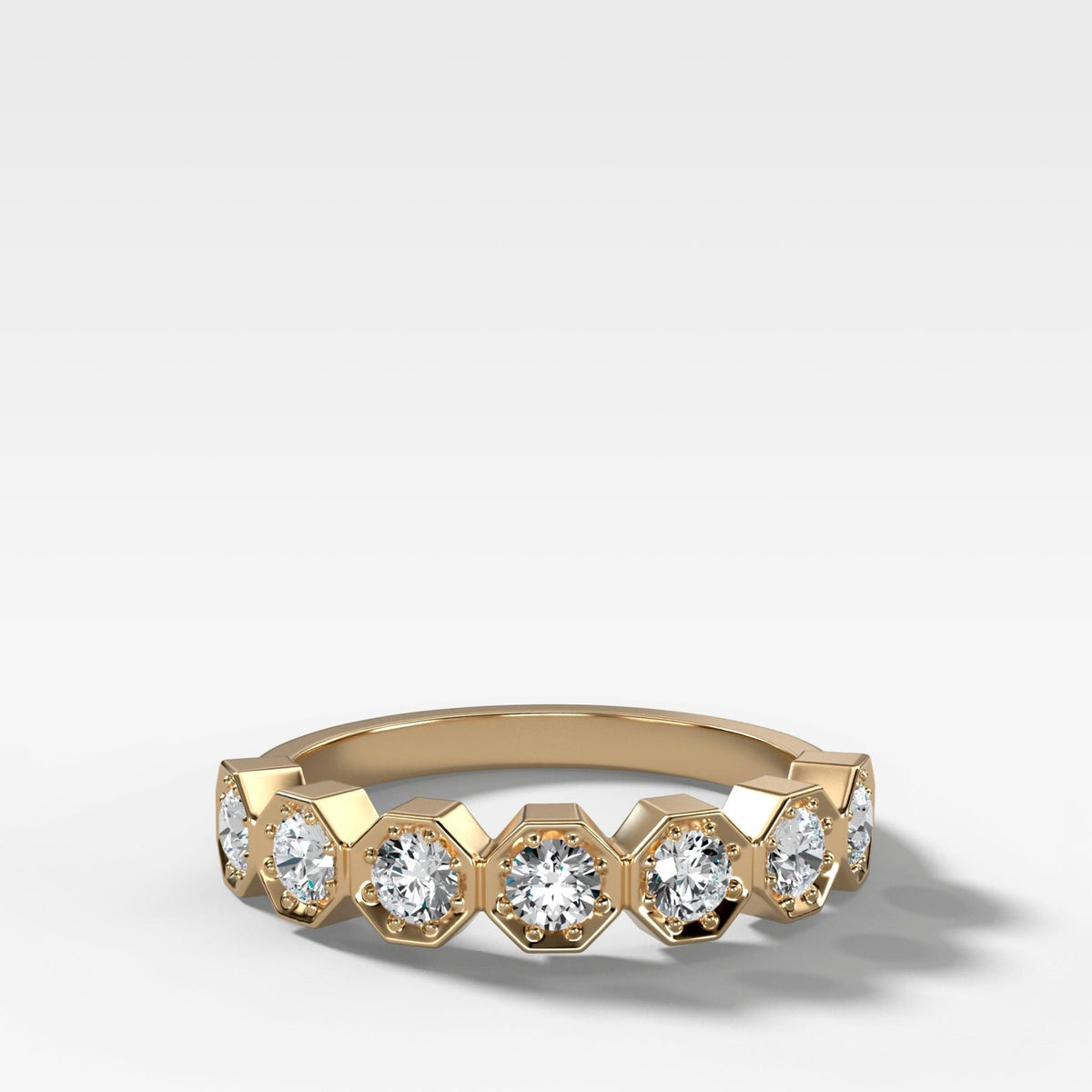 Anillo Octágono Banda Good Stone Inc Oro Amarillo 14k Natural