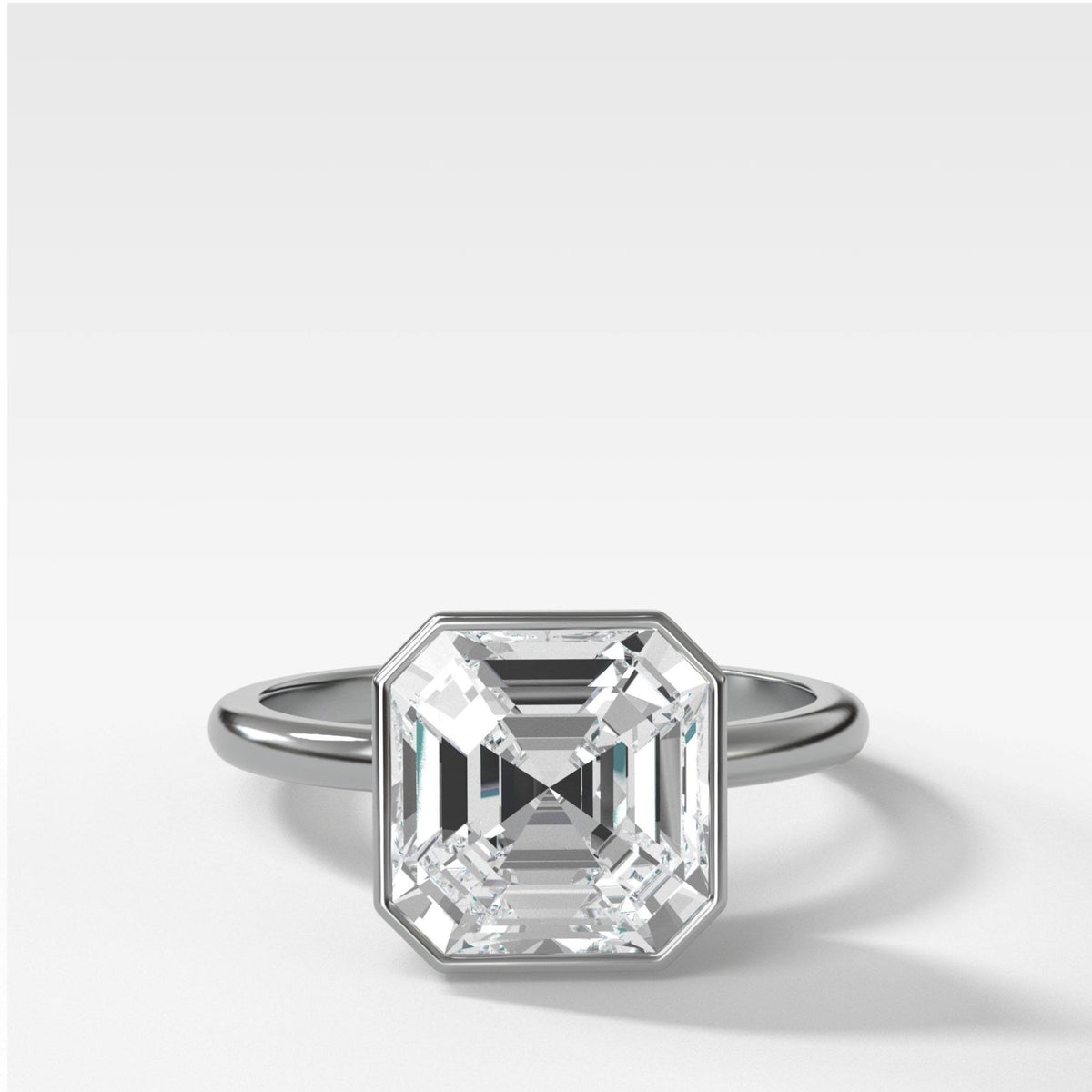 Penumbra Bezel Set Engagement Ring With Asscher Cut - GOODSTONE