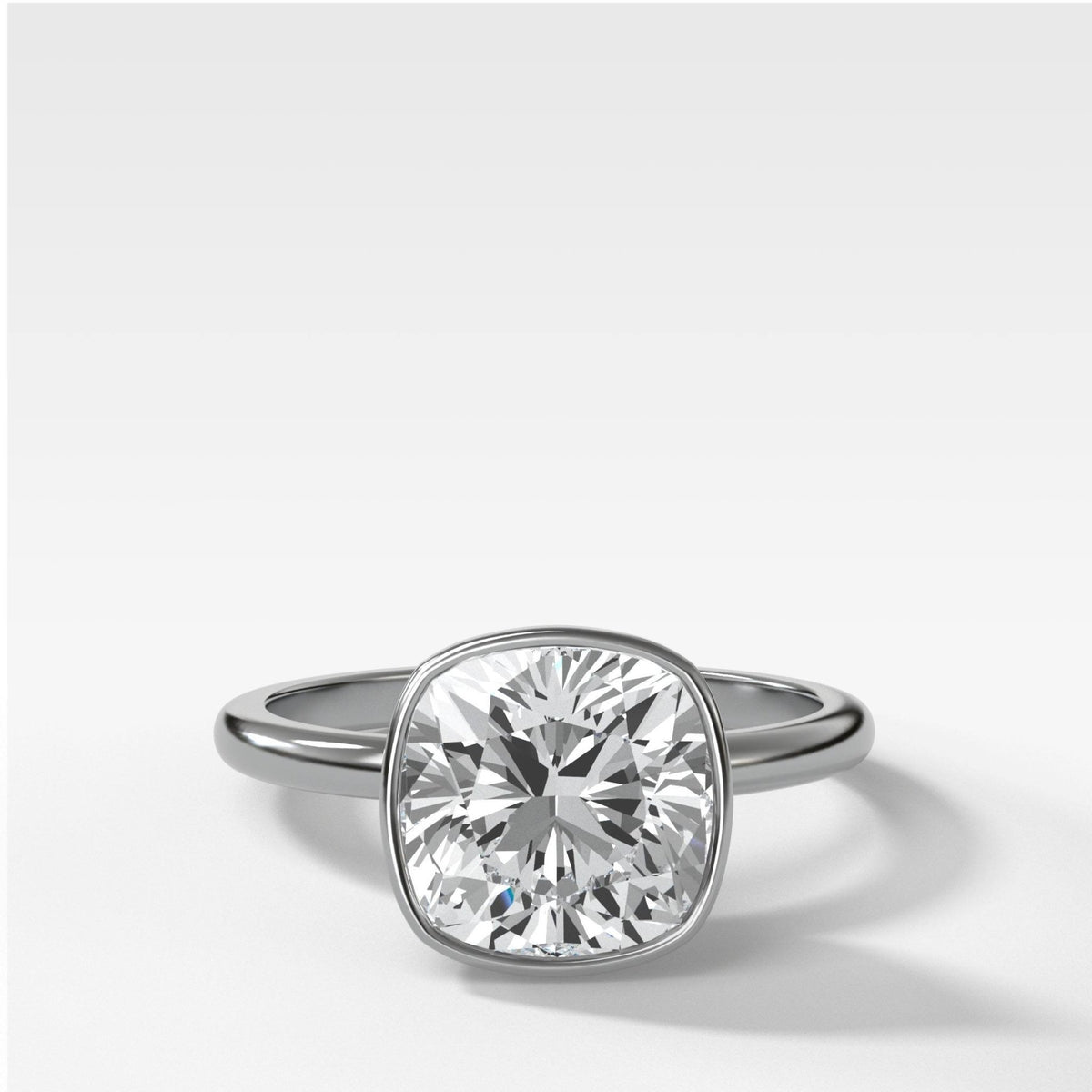 Penumbra Bezel Set Engagement Ring With Cushion Cut - GOODSTONE