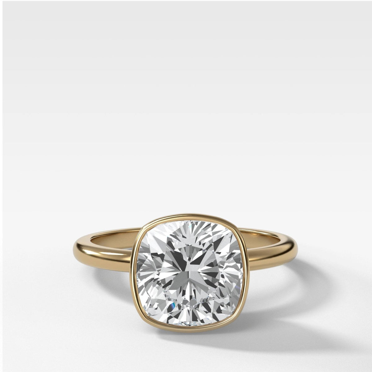 Penumbra Bezel Set Engagement Ring With Cushion Cut - GOODSTONE