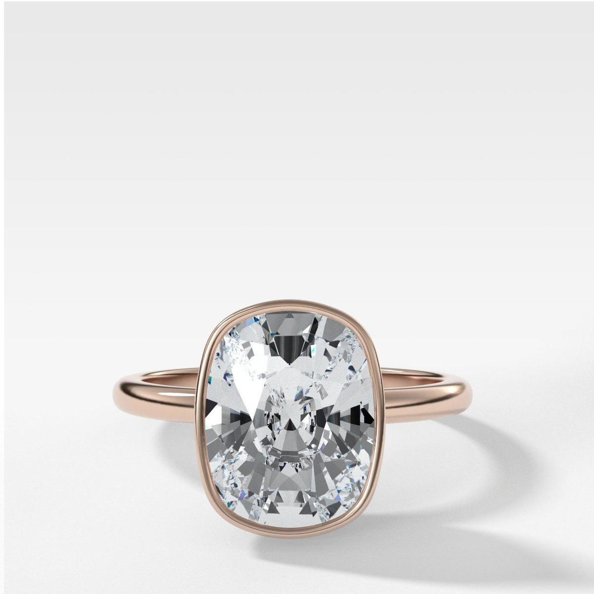 Penumbra Bezel Set Engagement Ring With Elongated Cushion Cut - GOODSTONE