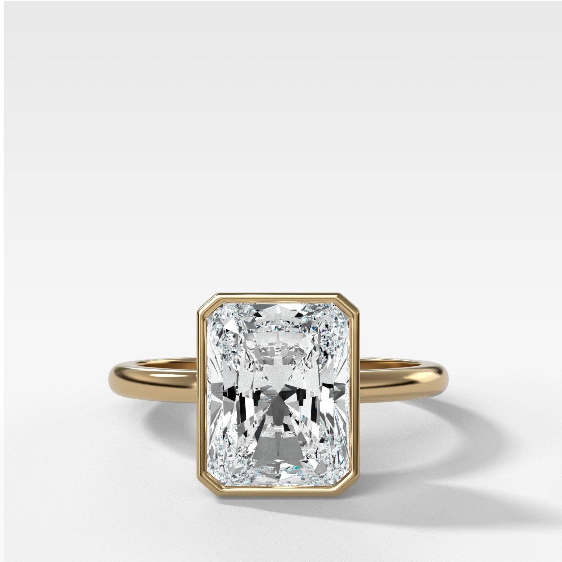 Penumbra Bezel Set Engagement Ring With Elongated Radiant Cut - GOODSTONE