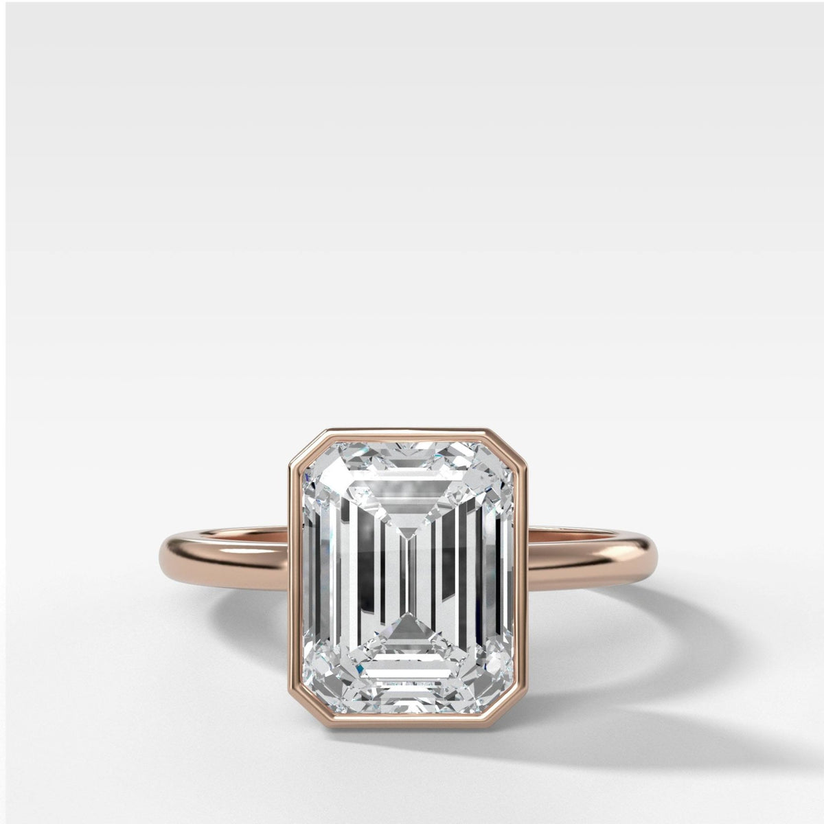 Penumbra Bezel Set Engagement Ring With Emerald Cut - GOODSTONE