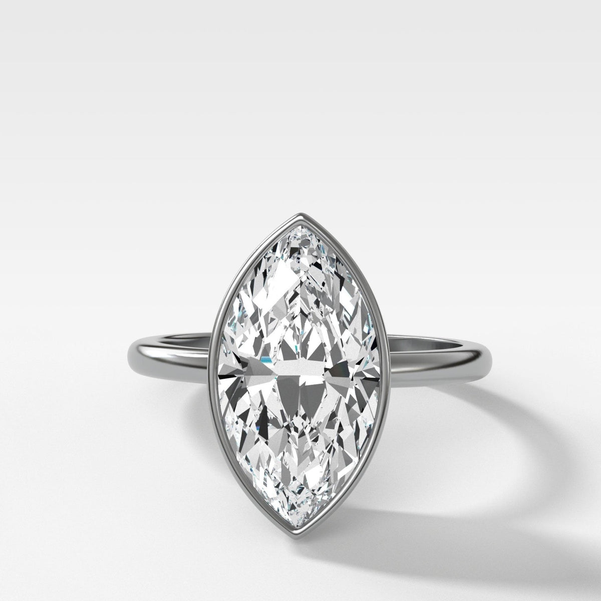 Penumbra Bezel Set Engagement Ring With Marquise Cut - GOODSTONE