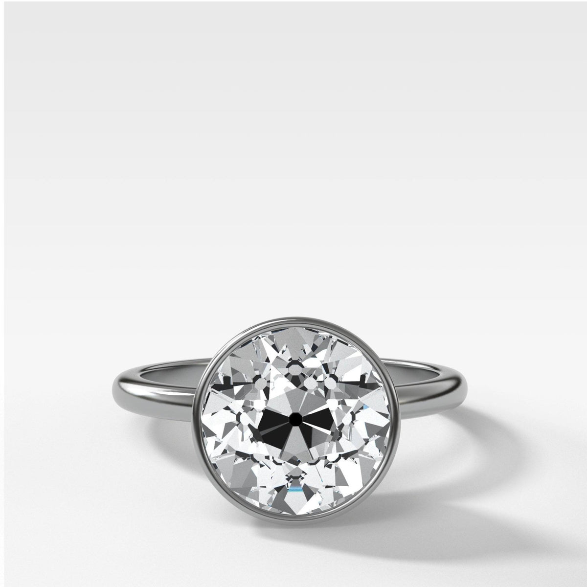 Penumbra Bezel Set Engagement Ring With Old Euro Cut - GOODSTONE