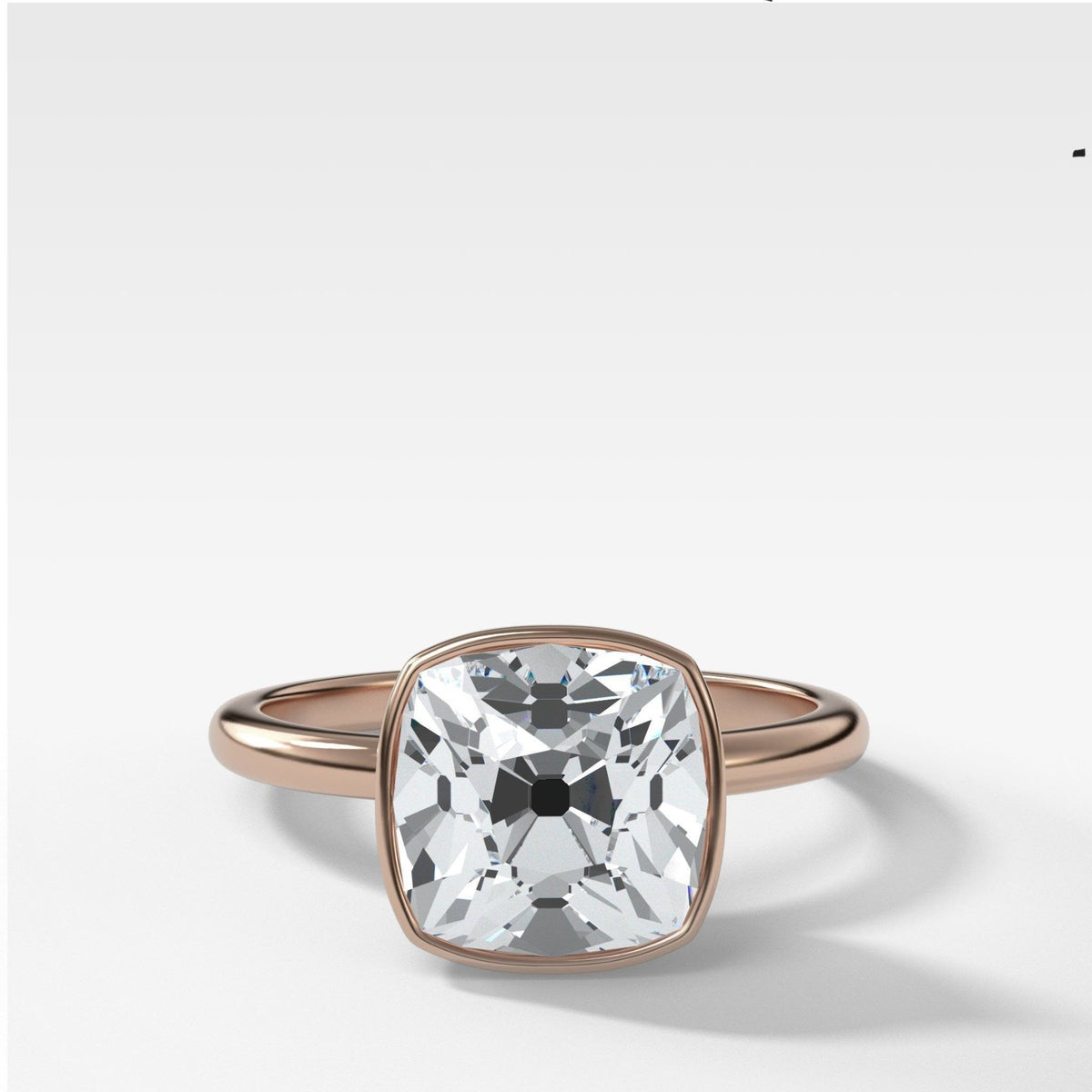 Penumbra Bezel Set Engagement Ring With Old Mine Cut - GOODSTONE