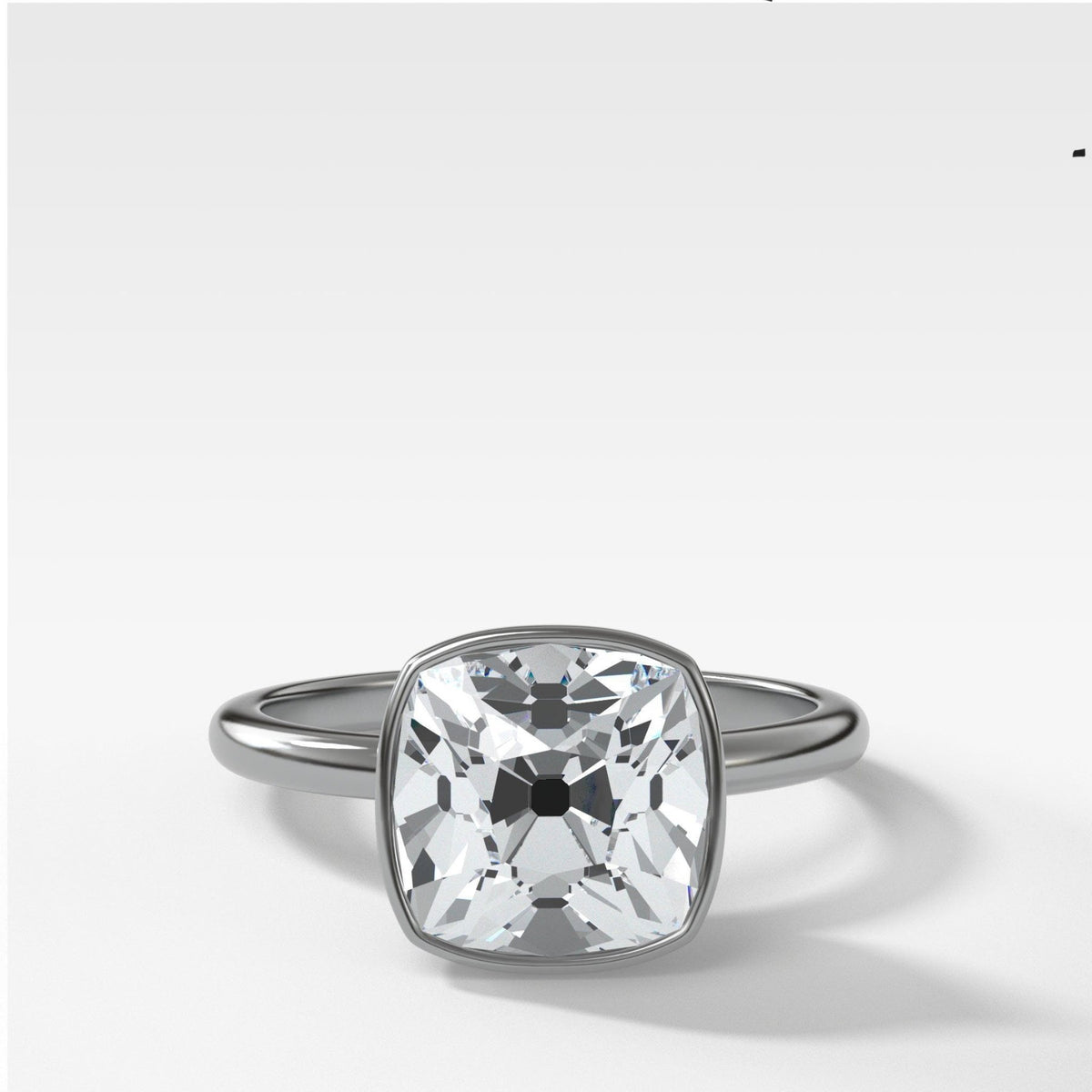Penumbra Bezel Set Engagement Ring With Old Mine Cut - GOODSTONE