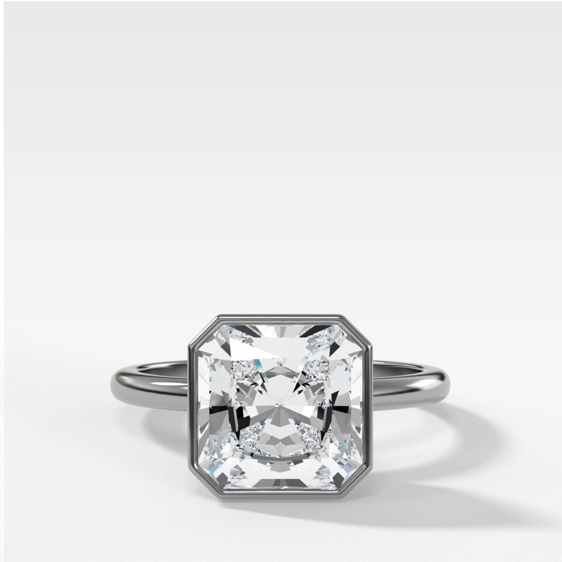 Penumbra Bezel Set Engagement Ring With Radiant Square Cut - GOODSTONE
