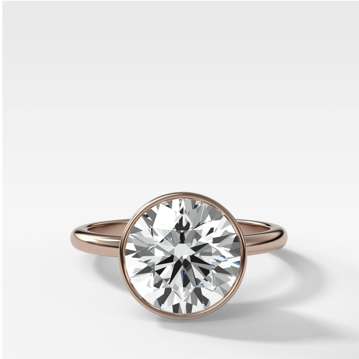 Penumbra Bezel Set Engagement Ring With Round Cut - GOODSTONE