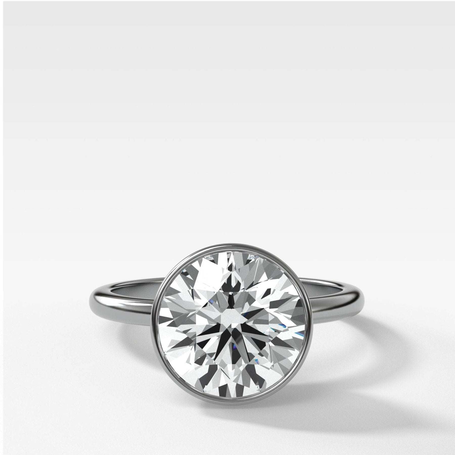 Penumbra Bezel Set Engagement Ring With Round Cut - GOODSTONE