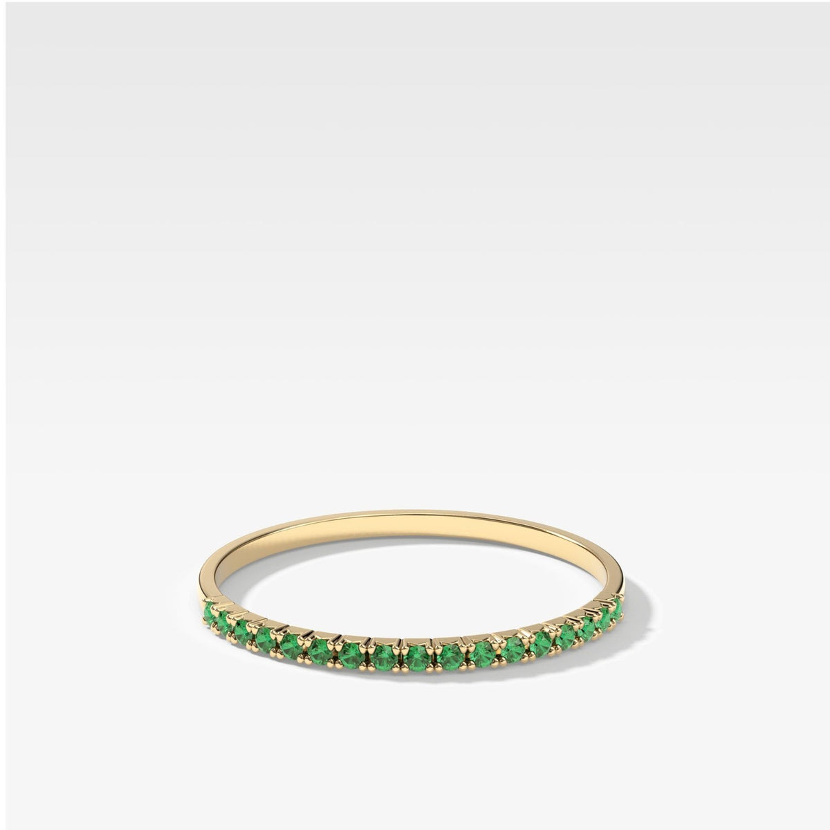 Petite French Pavé Wedding Band With Green Emeralds - GOODSTONE