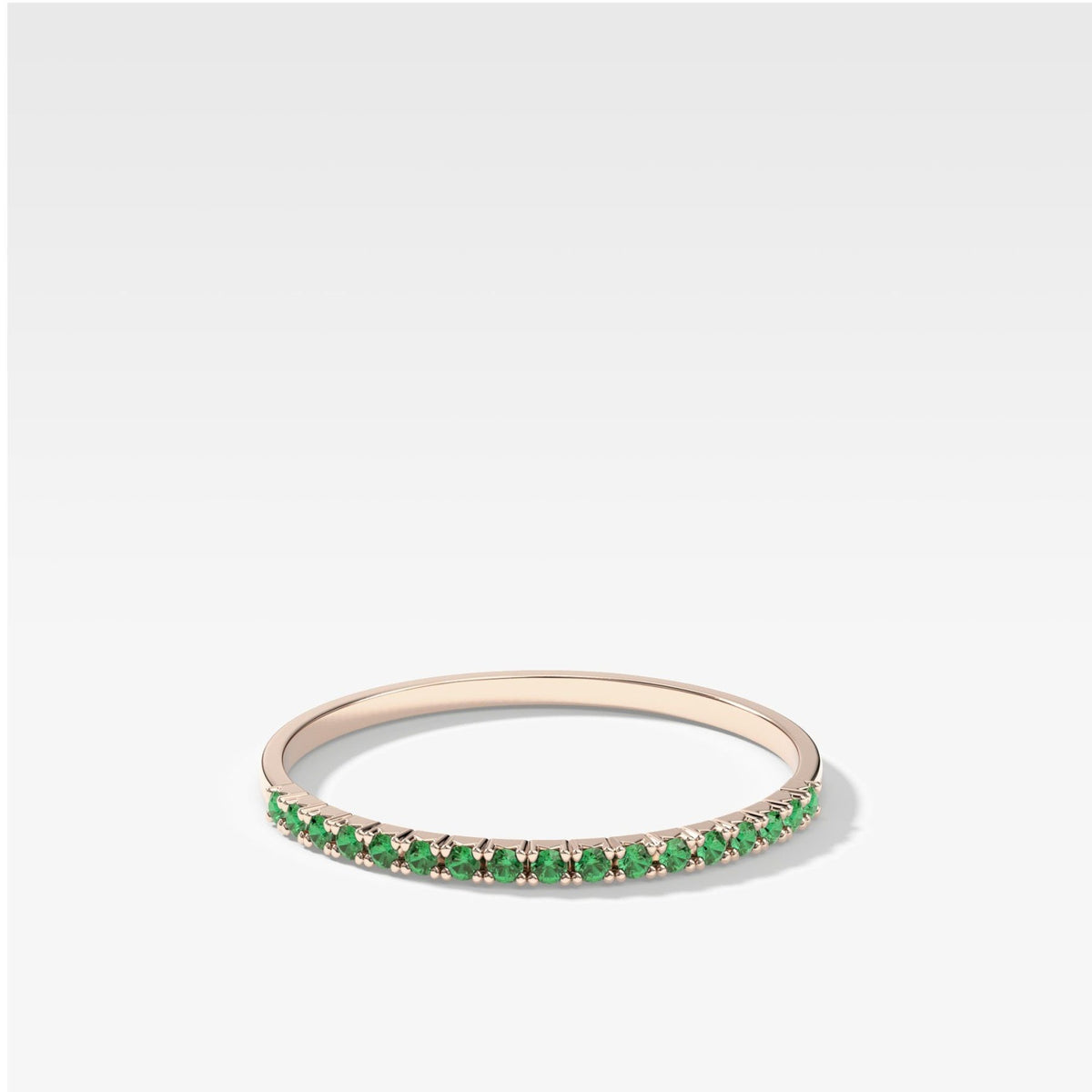 Petite French Pavé Wedding Band With Green Emeralds - GOODSTONE