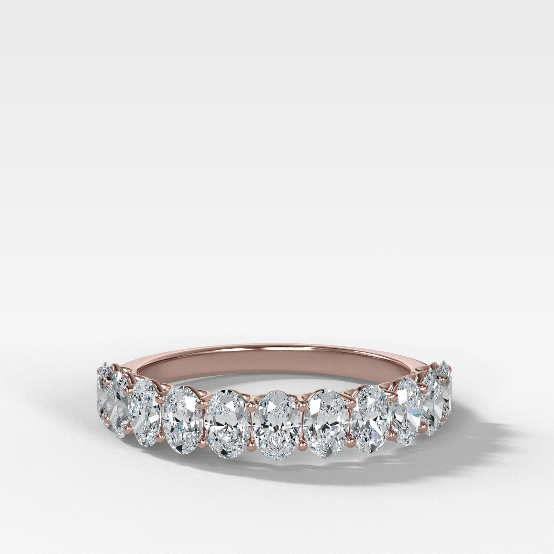 Petite Shared Prong Wedding Band with Oval Diamonds - GOODSTONE