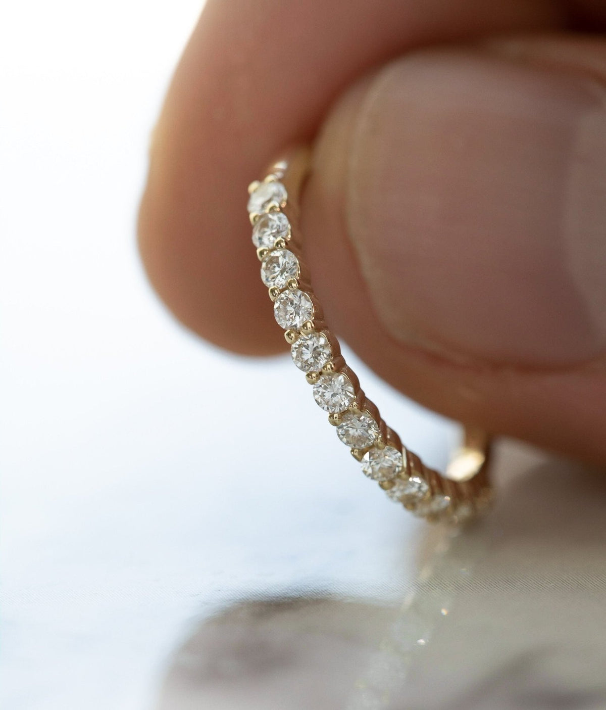 Petite Shared Prong Wedding Band with Round diamonds - GOODSTONE