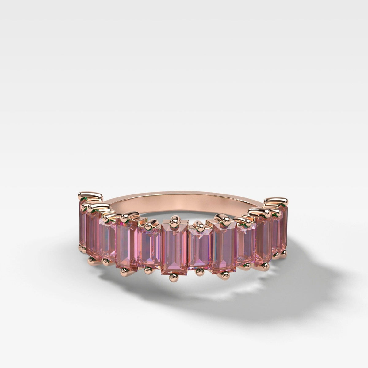 Pink Sapphire Baguette Wedding Band - GOODSTONE