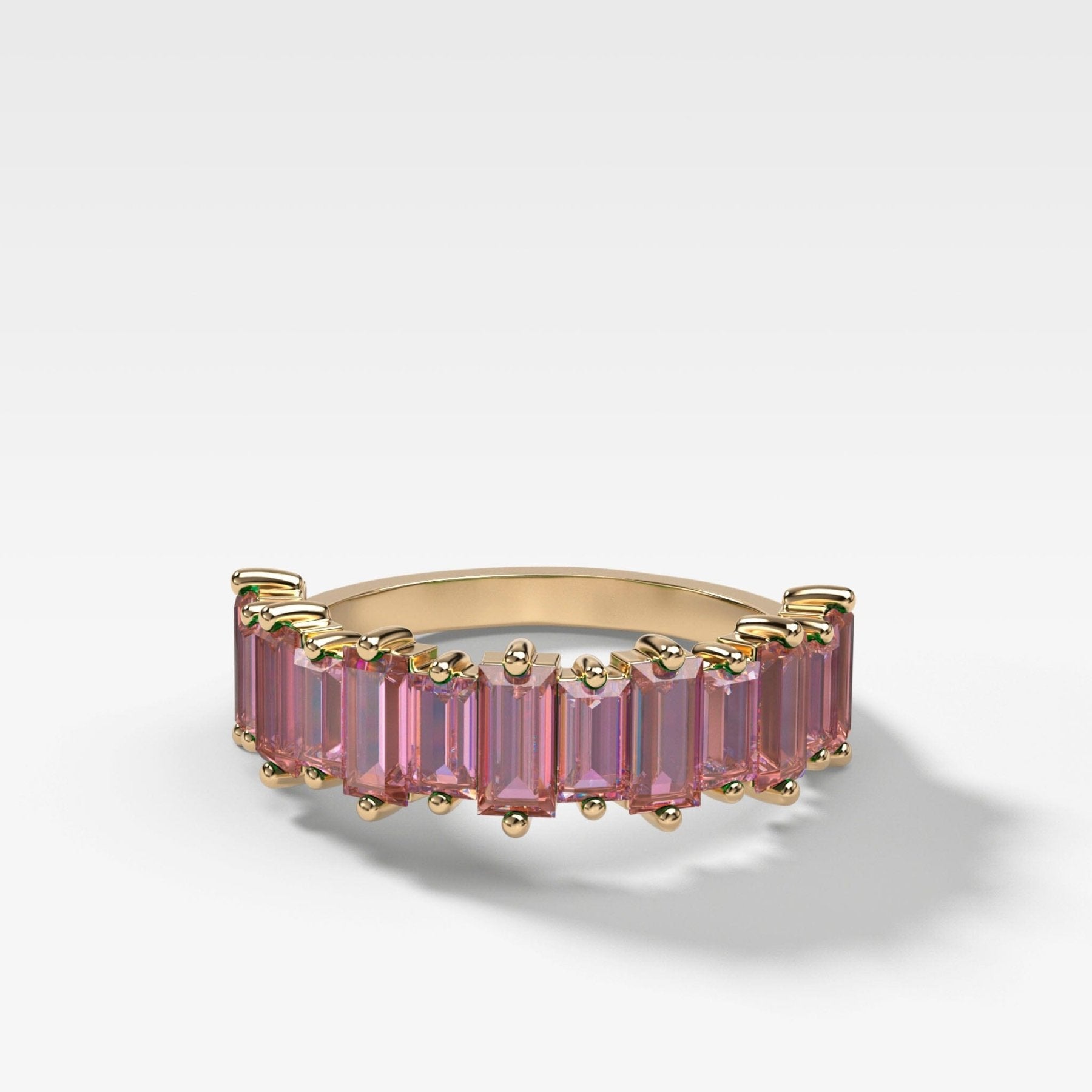 Pink Sapphire Baguette Wedding Band - GOODSTONE