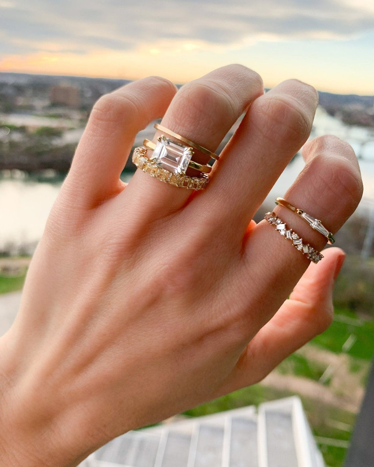 Radiant Cut Constellation Eternity Band with Canary Yellow Diamonds - GOODSTONE