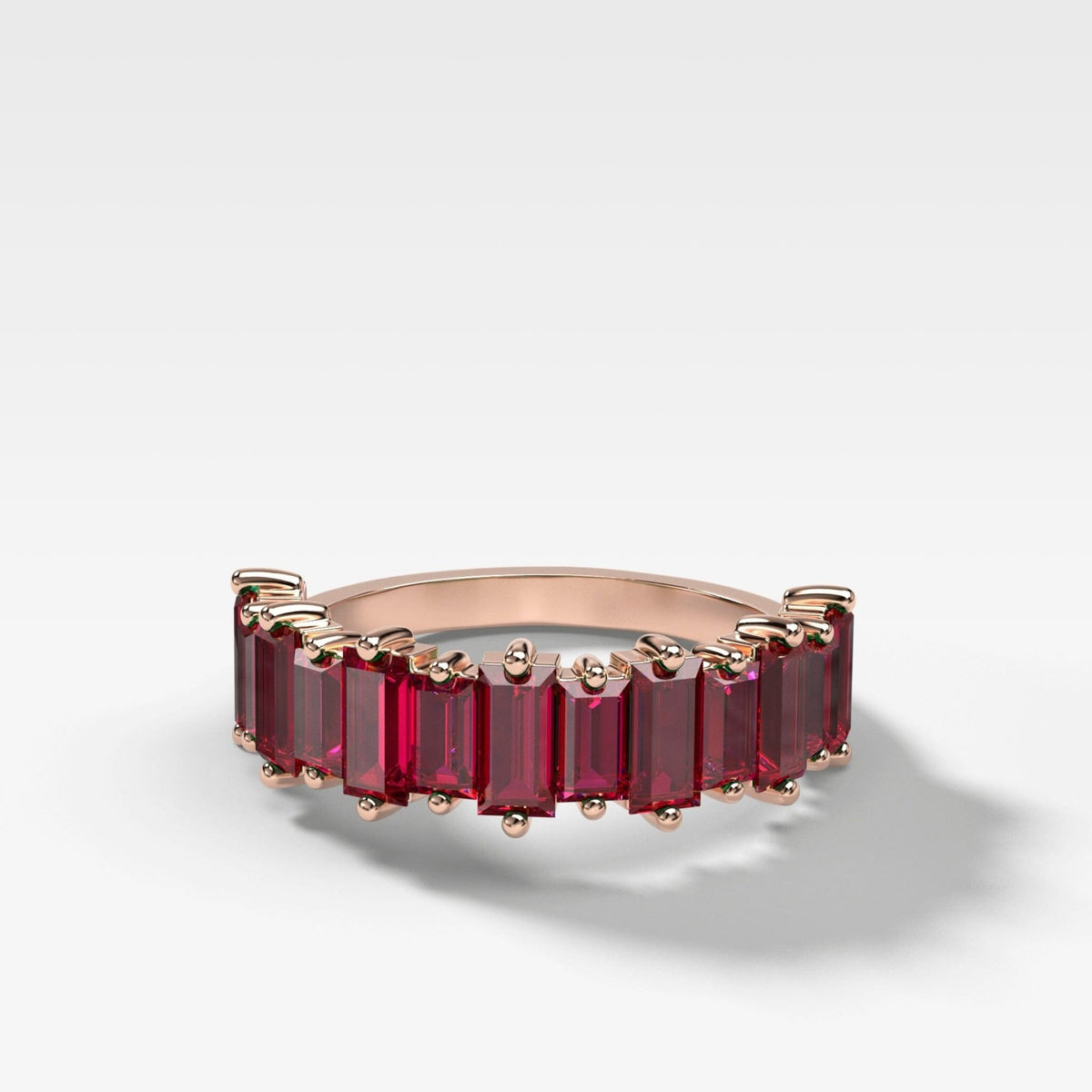 Red Ruby Baguette Wedding Band - GOODSTONE
