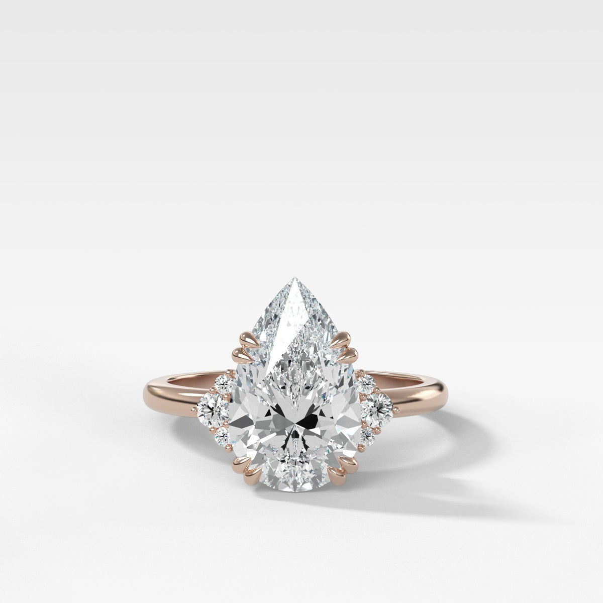 Signature Cluster Engagement Ring With Pear Cut by Good Stone in Rose Gold