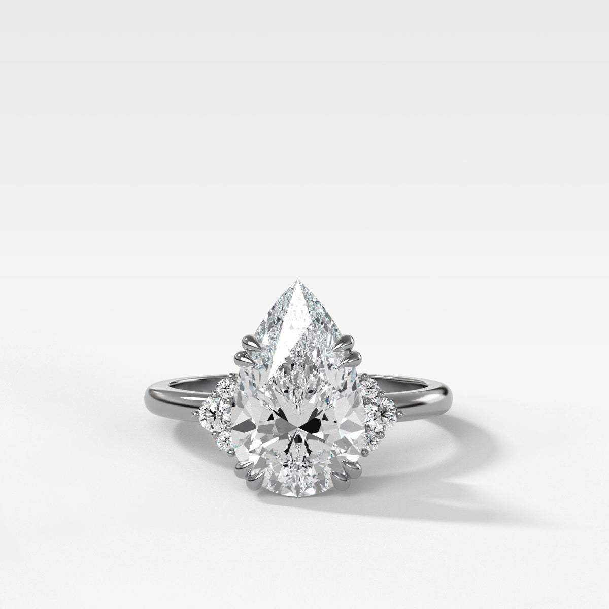Signature Cluster Engagement Ring With Pear Cut by Good Stone in White Gold