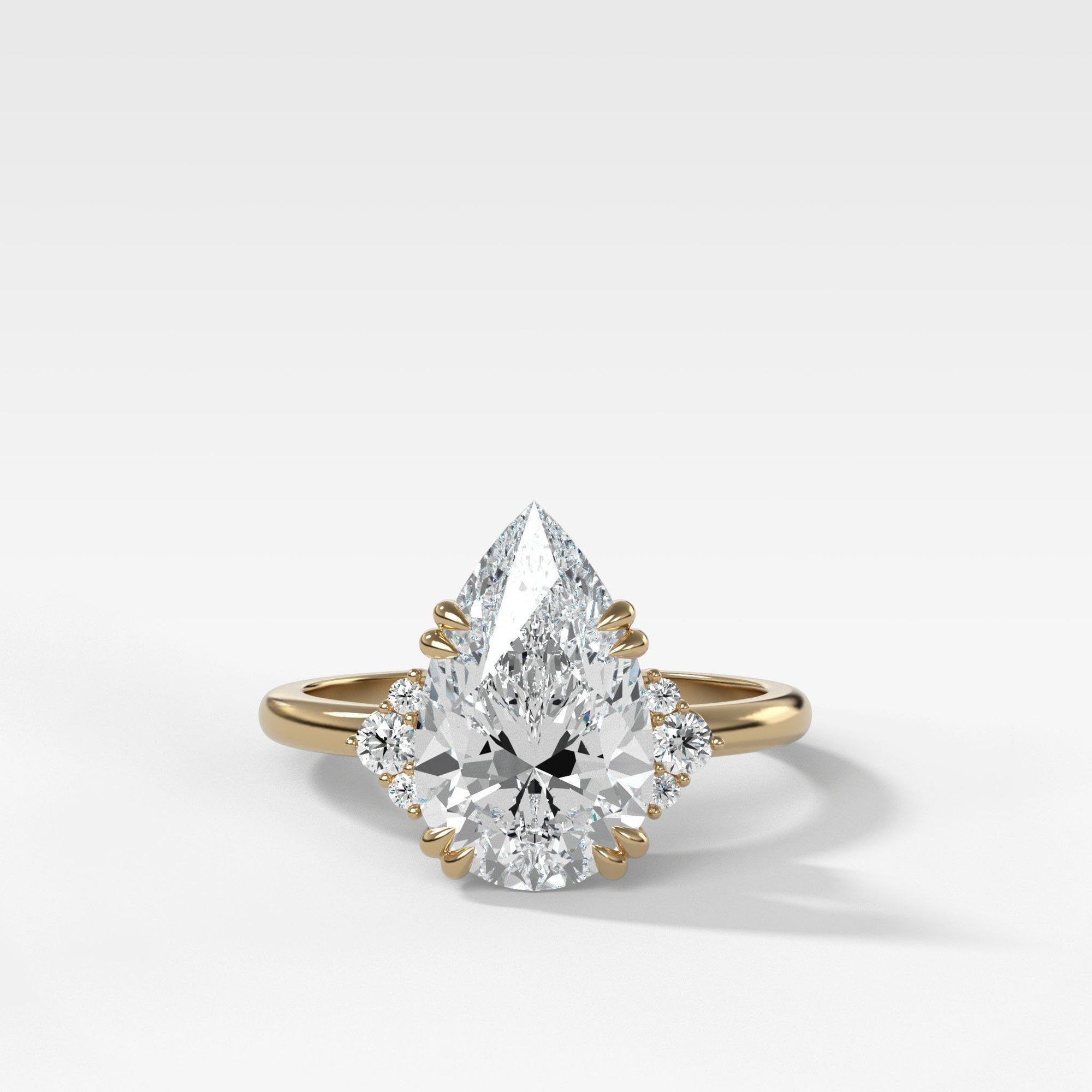 Signature Cluster Engagement Ring With Pear Cut by Good Stone in Yellow Gold