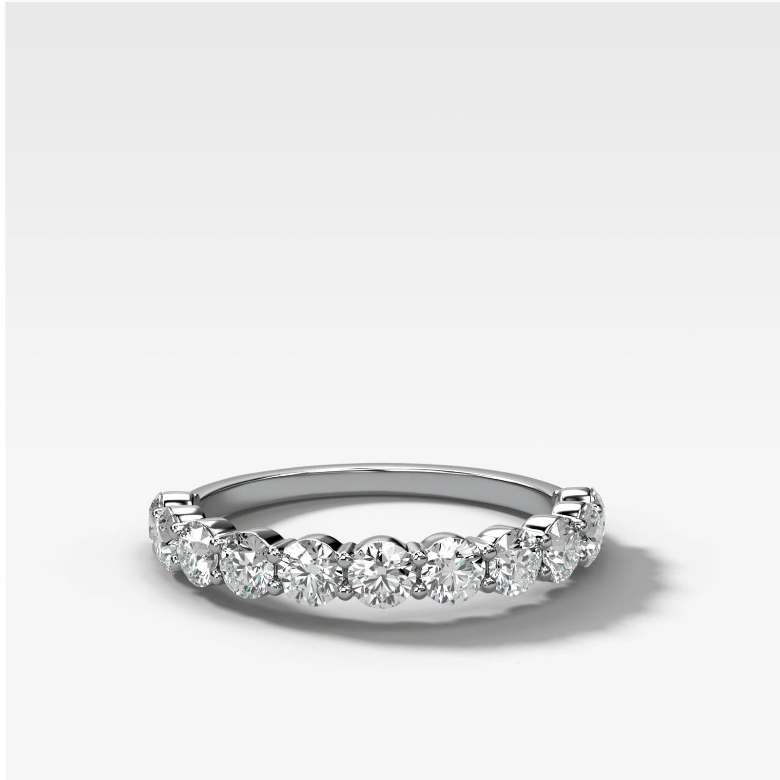 Shared Prong Wedding Band With Round Diamonds - GOODSTONE