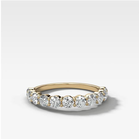 Shared Prong Wedding Band Round Diamonds