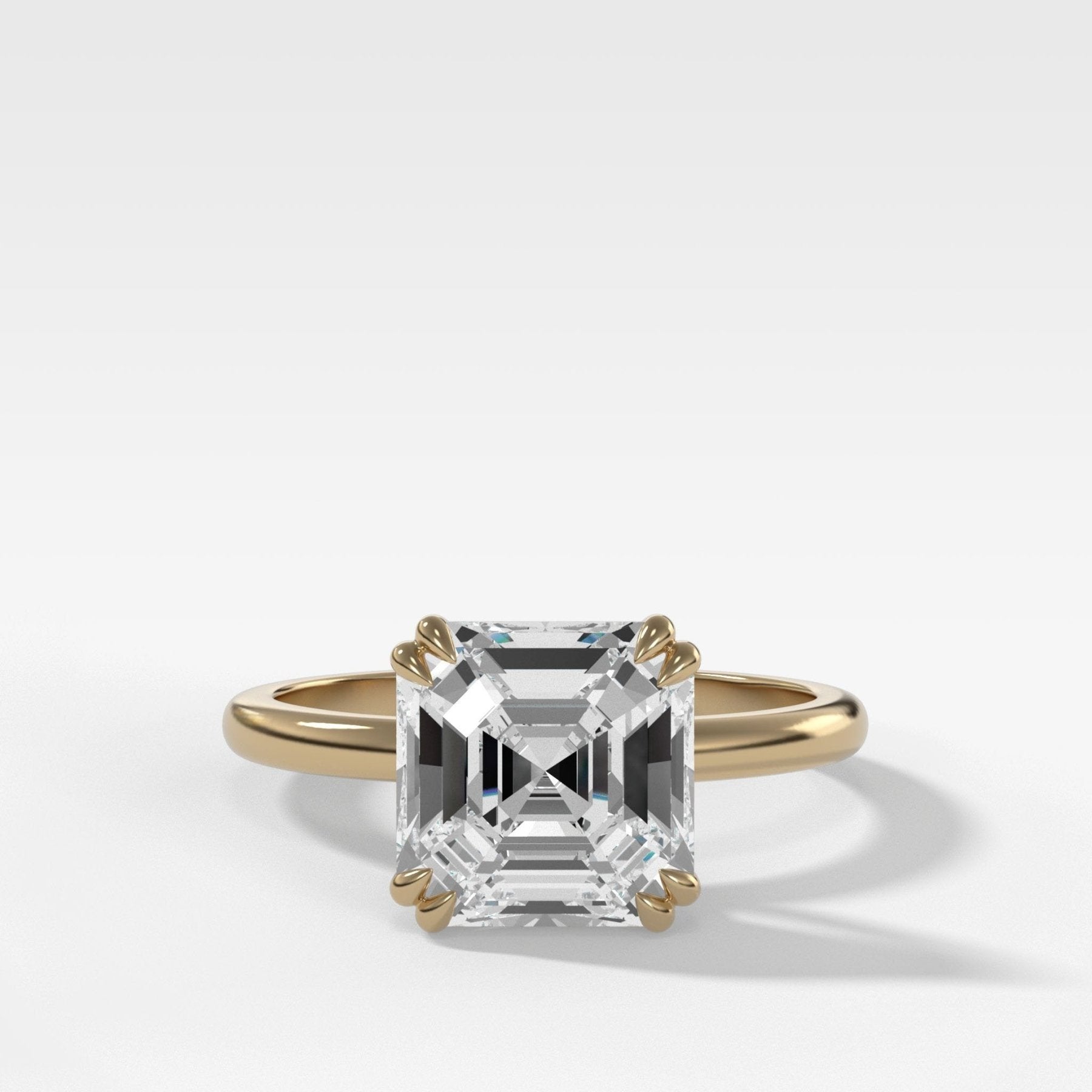 Signature Cathedral Solitaire Engagement Ring With Asscher Cut Diamond - GOODSTONE