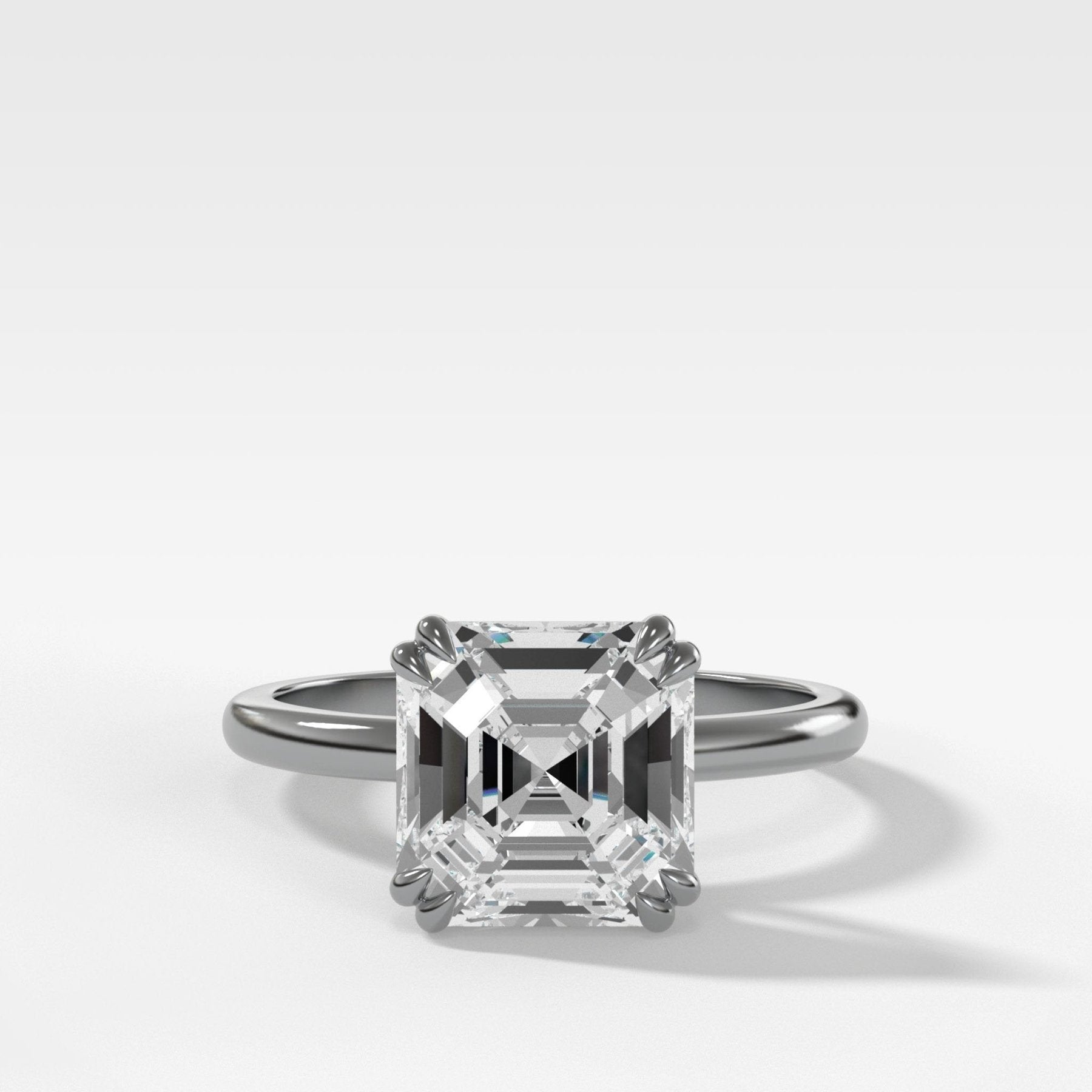 Signature Cathedral Solitaire Engagement Ring With Asscher Cut Diamond - GOODSTONE