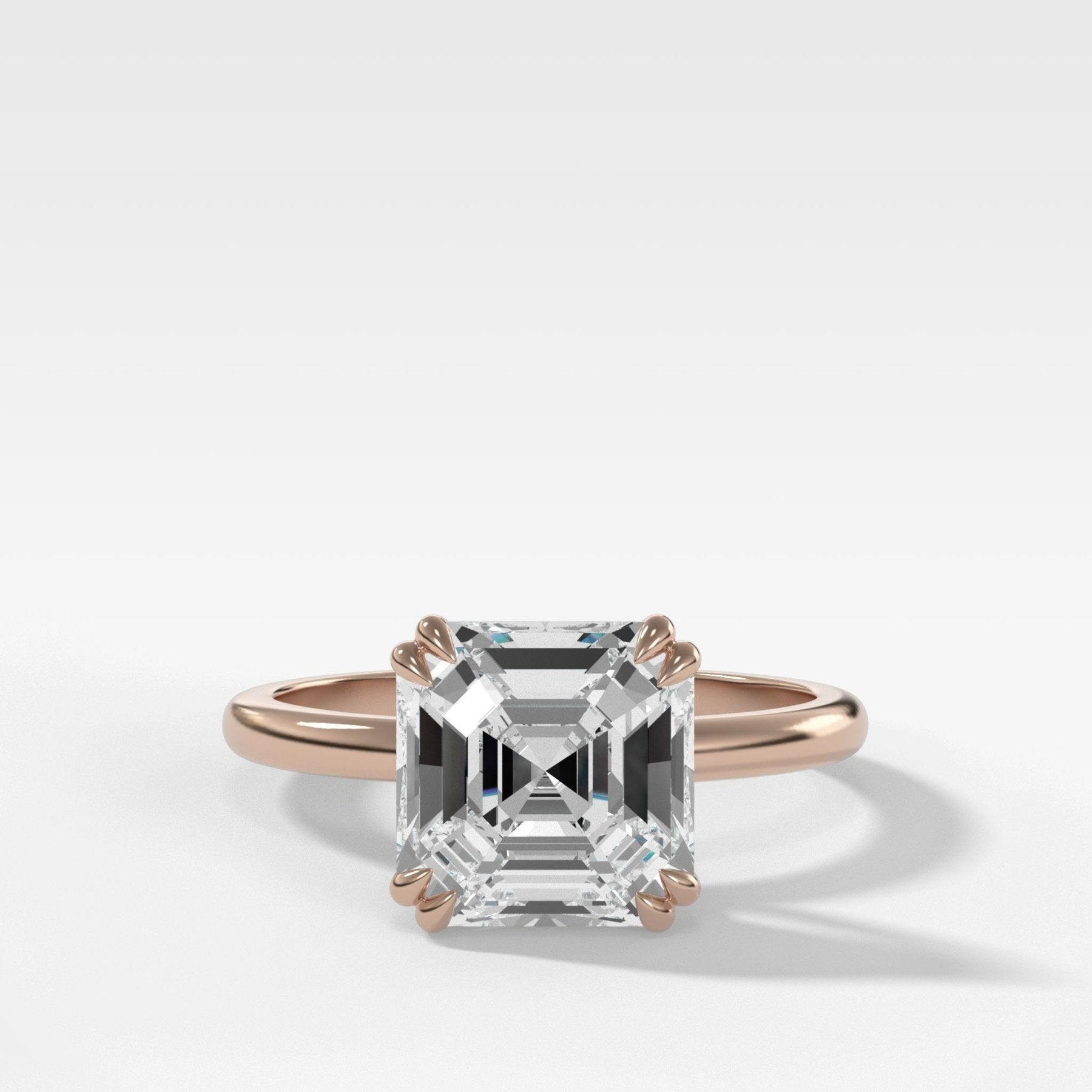Signature Cathedral Solitaire Engagement Ring With Asscher Cut Diamond - GOODSTONE