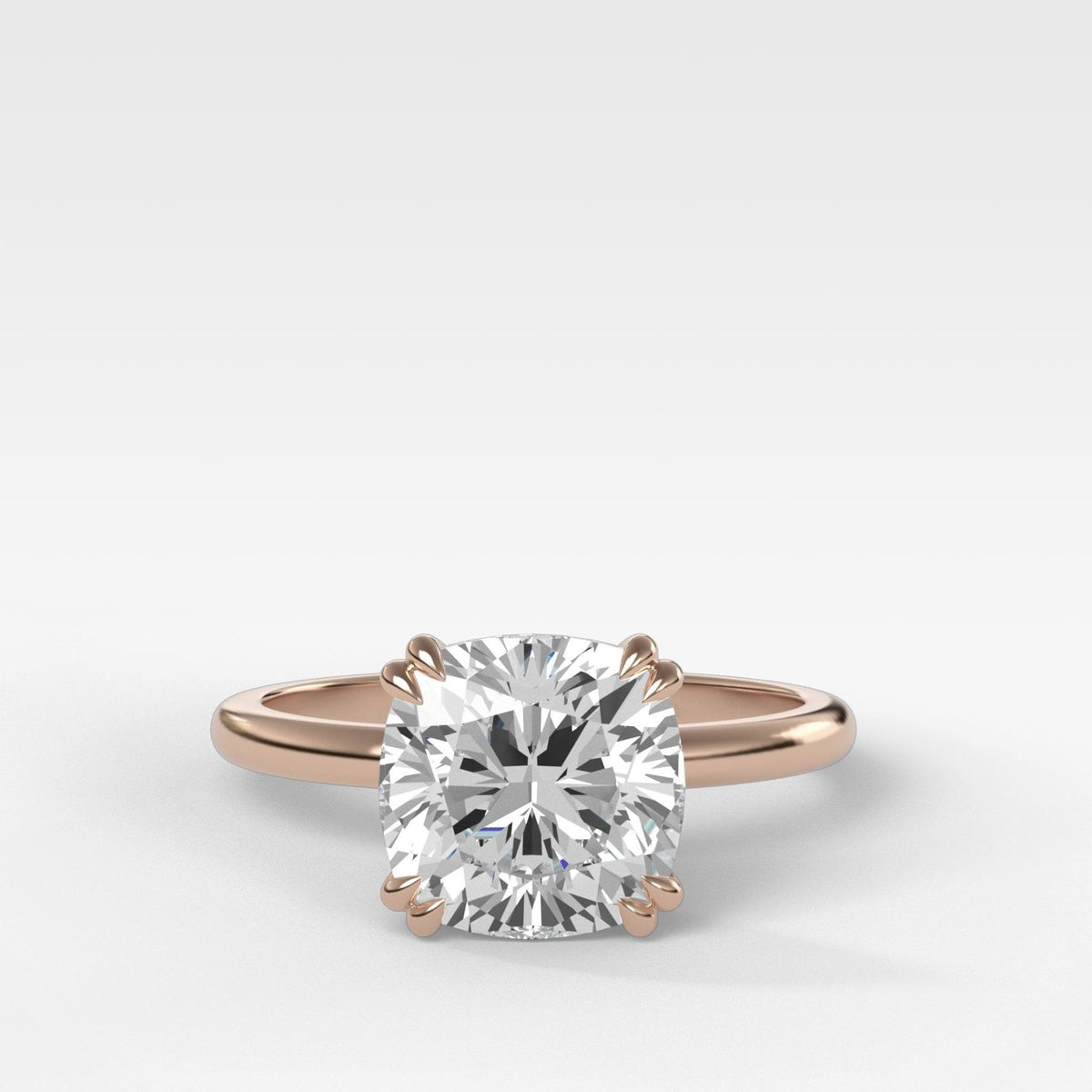 Signature Cathedral Solitaire Engagement Ring With Cushion Cut Diamond - GOODSTONE